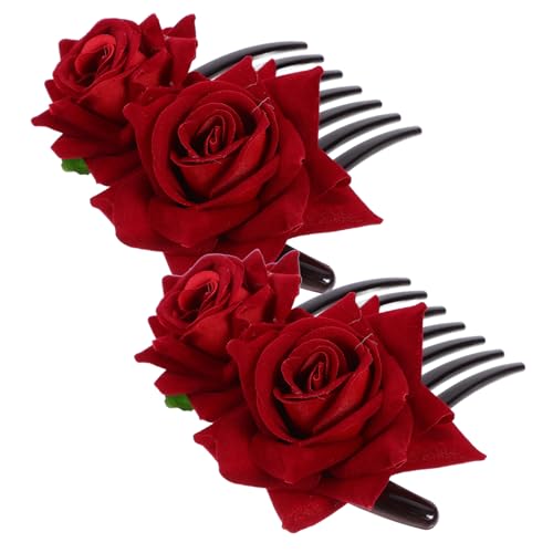 HONITANO 2 Stück Braut Haarkämme mit Kunstrosen Haaraccessoires für Hochzeiten Leicht und Bequem für und Mädchen Haarschmuck für Festliche Anlässe von HONITANO