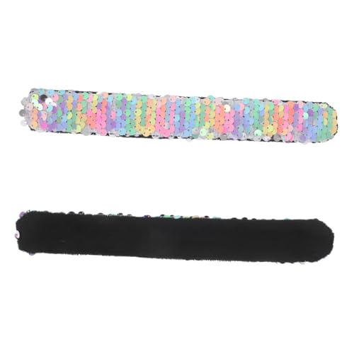 HONITANO 2 Stück Bunte Pailletten Slap Armbänder für Strapazierfähige Stoff Glitzer designs als Frühlings geschenkfüllung Partyschmuck und Schulbelohnungen von HONITANO