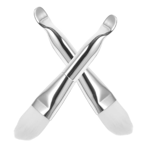 HONITANO 2 Stück Doppelseitiger Pinsel mit Löffel Weiche Nylonborsten Aluminiumgriff Präzise Maskenapplikation für Gesichtsbehandlungen Leicht und Einfach Anzuwenden von HONITANO