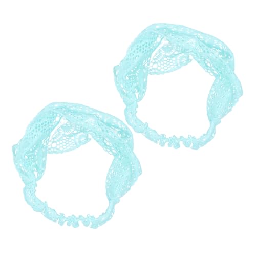HONITANO 2 Stück Elastisches Breites Spitzen haarband für Damen und Mädchen Dehnbares Modisches Haarschmuck accessoire in Blau Passend für Alltag und Party von HONITANO