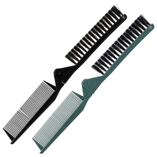 HONITANO 2 Stück Faltbarer Doppelzahn haarkamm für Reise und Salon Kompakt Hautfreundlich Ergonomisch Langlebig für Schnelles Styling und Sanfte Kopfhautmassage bei Damen und Herren von HONITANO