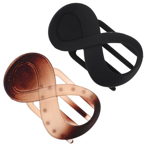 HONITANO 2 Stück Förmige Französische Haarklammern für Damen Schwarze und Bernsteinfarbene Krallenspangen Starke Griffkraft Geeignet für Dünnes Haar Haarschmuck Clips für Hochzeit und von HONITANO