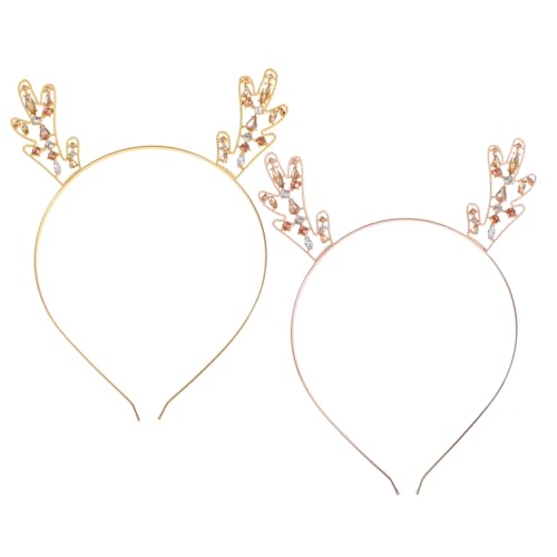HONITANO 2stücke Haarschmuck Antler Haarreif Mit Strass Für Frauen Roségold Gold Leicht Und Bequem Für Partys Und Feste Perfektes Accessoire Für Weihnachtsfeiern Und Fotoshootings von HONITANO
