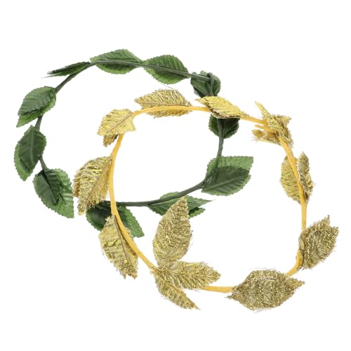 HONITANO 2 Stück Goldgrüne Römische Lorbeerkranz Haarschmuck Blattkrone für Cosplay Party Brautjungfer Festival Tanzball von HONITANO