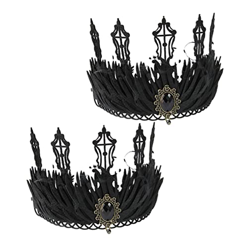 HONITANO 2 Stück Gothic Tiara Teiliges Vintage Haarschmuck Damen Retro Kopfschmuck Halloween Barock Krone für Kostüm Party Cosplay und Fotoshooting von HONITANO