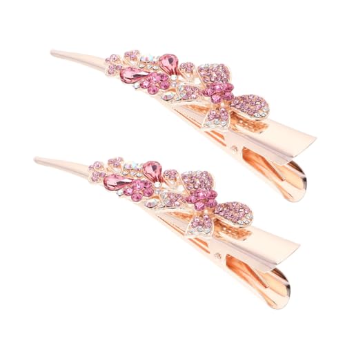 HONITANO 2 Stück Große Haarklammern mit Strass Schmetterling Schleife Rutschfeste Alligator Clips für Dickes Haar Haltbare Zinklegierung Haarspangen Damen Mädchen Haarschmuck für Hochzeit von HONITANO
