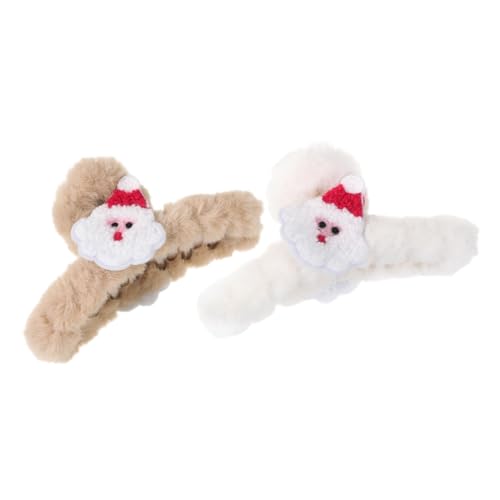 HONITANO 2 Stück Große Weihnachts Haarklammern aus Plüsch Starke Haarklammer für Dünnes und Dickes Haar Weiche Haarspangen für Frauen Dekorative Styling Clips für Alltag und Festtage von HONITANO