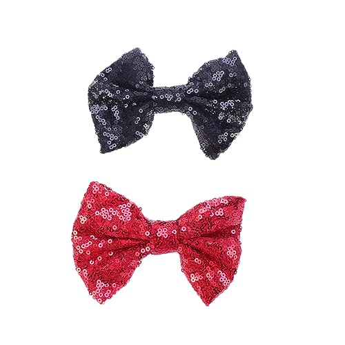 HONITANO 2stücke Junge Mädchen Haarschmuck Mit Glitzer-bowknot Haarspangen Für Mädchen Niedliche Strapazierfähige Haarklammern Rot Und Schwarz Für Partys Und Täglichen Gebrauch von HONITANO