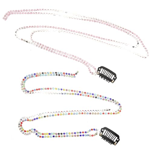 HONITANO 2 Stück Haarkette mit Glitzer strasssteinen Stilvolle Haarclips mit Quasten für Damen und Mädchen Leicht Schonend Vielseitig für Zöpfe Pferdeschwanz Partys und Alltag Geeignet von HONITANO