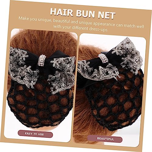 HONITANO 2 Stück Haarnetz mit Dutt Haarclip Schwarz Eleganter Haarschmuck für Frauen Schnell zu Befestigendes Haarnetz Geeignet für Beruf Schule Tanz und Festliche Anlässe von HONITANO