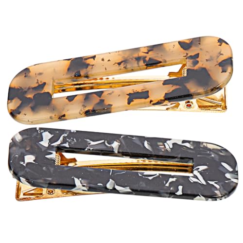 HONITANO 2 Stück Haarspangen für Dünnes Haar Damen und Mädchen Einfache Acryl Haarklammern in Schwarz und Leopardenmuster Rutschfeste Langlebige Haarschmuck Accessoires für Stilvolles von HONITANO