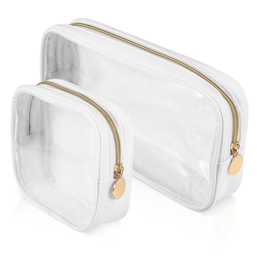 HONITANO 2 Stück Kosmetiktaschen Transparente Reise Toilettentaschen mit Reißverschluss PVC Make Up Organizer für Damen für Zuhause und Unterwegs von HONITANO