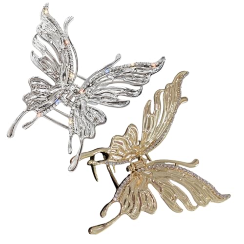 HONITANO 2 Stück Modische Schmetterling Haarklammern mit Strasssteinen Kleine Haarclips für Frauen und Mädchen Komfortabel Schmerzfrei Vielseitig für Dickes und Zartes Haar Zufällige Farbe von HONITANO