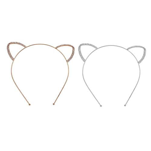 HONITANO 2 Stück Niedlicher Teiliges Katzenohren Haarreif aus Legierung Flexibles Stirnband für Mädchen und Damen Vielseitiges Cosplay Accessoire für Kostümparty Festliche Anlässe Alltag von HONITANO