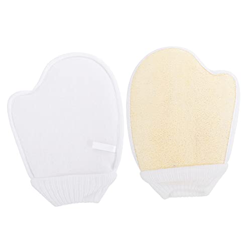 HONITANO 2 Stück Peeling Badehandschuhe aus Natürlicher Loofah Strapazierfähig und Hautfreundlich mit Starkem Reinigungseffekt Massagefunktion Passend für Damen und Herren Duschzubehör von HONITANO