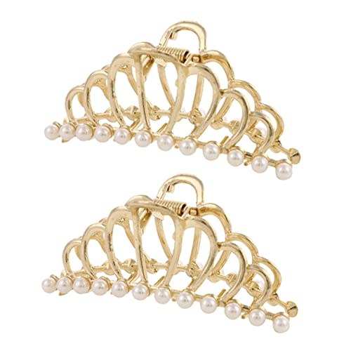 HONITANO 2 Stück Perlen Haarklammer Metall Haarkralle Haargreifer Damen Haarschmuck für Dickes und Dünnes Haar Vielseitig Einsetzbar für Alltag Party und Hochzeit von HONITANO