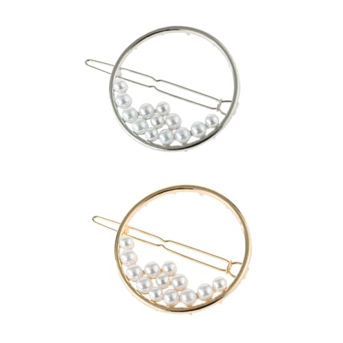 HONITANO 2 Stück Perlen Haarklammern Damen Runde Hohl Design Haarspangen mit Perlenbesatz Langlebige Modische Haarschmuck für Frauen und Mädchen Geschenkidee von HONITANO