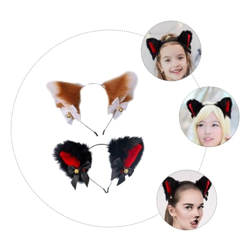 HONITANO 2 Stück Plüsch Haarreif mit Tierohren Kuscheliges Langlebiges Haarband für Damen und Mädchen Party Haarschmuck Geeignet für Kindergeburtstag Festliche Anlässe und Fotoshootings von HONITANO