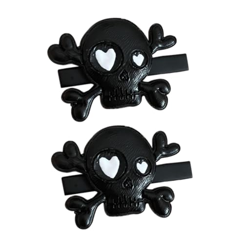 HONITANO 2 Stück Punk Schädel Haarspangen Halloween Haarschmuck Damen Skelett Barrette Leicht Tragbar Für Kostüm Party Zubehör von HONITANO