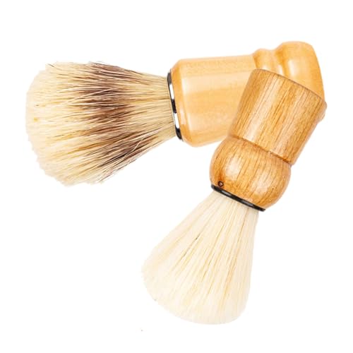 HONITANO 2 Stück Rasierpinsel Holzgriff Langlebig mit Nylonborsten Herren Bartpflege Rasierpinsel für Sanfte Nassrasur und Bartstyling Für unterwegs und im Salon von HONITANO