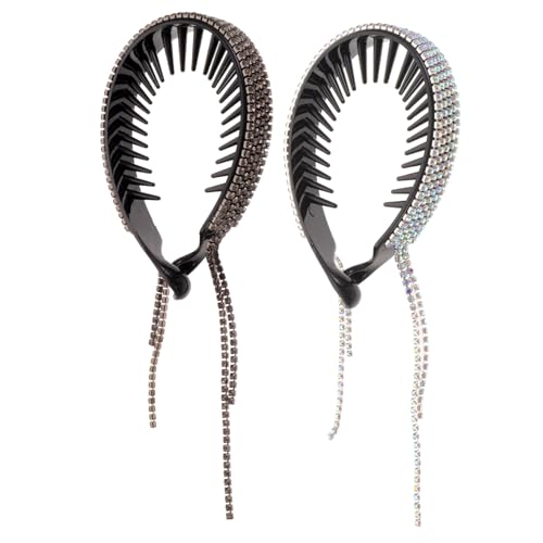 HONITANO 2 Stück Rhinestone Haarklammer mit Quaste Glitzernder Haar bun halter für Pferdeschwanz und Dutt Leichter Haarschmuck für Frauen Geeignet für Haartypen Eleganter Friseur Zubehör von HONITANO
