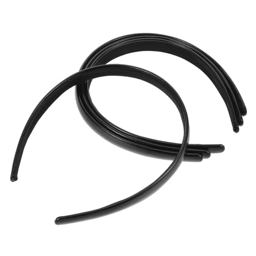 HONITANO 2 Stück Schwarze PU Leder Haarbänder Dünne Einfache Stirnbänder für Damen Solide Farbhaarreifen Leichter Ergonomischer Sitz für Alltag Arbeit und Freizeit von HONITANO