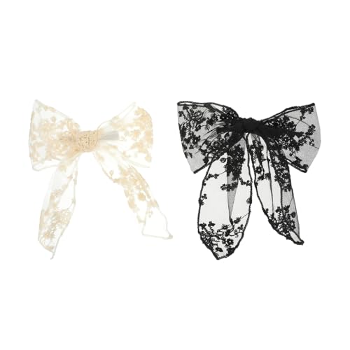 HONITANO 2 Stück Spitzen haarspangen mit Schleifen in Schwarz und Weiß Eleganter Haarschmuck für Damen Vielseitiger Haarclip zum Fixieren und Stylen bei Hochzeit Party und Alltag von HONITANO