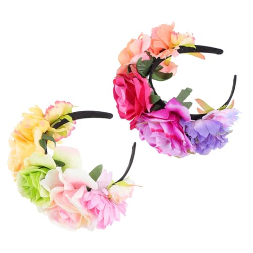 HONITANO 2 Stück Teiliges Cosplay Haarschmuck mit Großen Simulierten Rosenblüten Haarbänder in Pastellfarben Vielseitig für Hochzeit Party Urlaub und Outdoor Events Geeignet von HONITANO