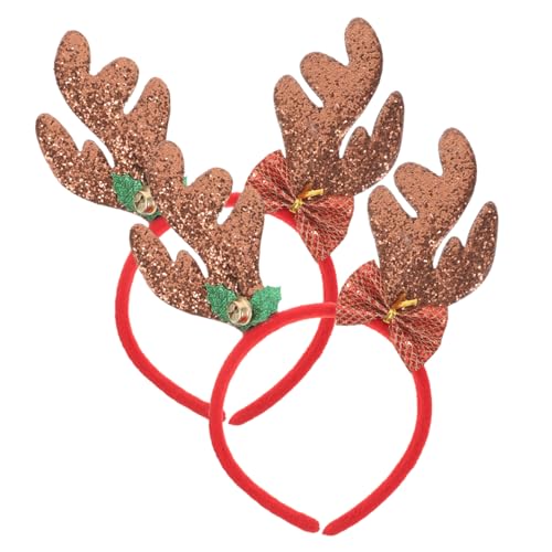HONITANO 2 Stück Teiliges Damen Haaraccessoire Weihnachts Haarreif mit Braunen Rentier Geweih Leichtes Langlebiges Stirnband für Party Festival und Festliche Anlässe von HONITANO