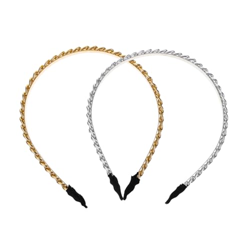 HONITANO 2 Stück Teiliges Dünnes Metall Stirnband Modisches Haar Schmuck mit Ketten Design Stilvolles Haarreif Accessoire für Damen und Mädchen bei Hochzeit Party und Alltag HONITANO 2 Stück Teiliges Dünnes Metall Stirnband Modisches Haar Schmuck mit Ketten Design Stilvolles Haarreif Accessoire für Damen und Mädchen bei Hochzeit Party und Alltag von HONITANO