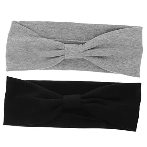 HONITANO 2 Stück Teiliges Elastisches Sport Stirnband für Baumwoll Haarbänder Schwarz für Yoga und Fitness Schweißabsorbierend und Atmungsaktiv von HONITANO