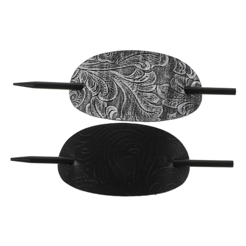 HONITANO 2 Stück Teiliges Europäischer Ovaler Haarspangen aus PU Leder Vintage Haarnadeln für Damen Fester für Dutt und Hochsteckfrisuren bei Hochzeit und Party Langlebig und Komfortabel von HONITANO