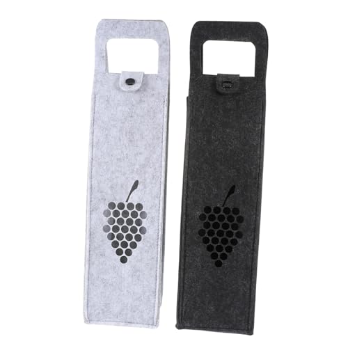 HONITANO 2 Stück Teiliges Filz Weintragetaschen mit Praktischem Henkel und Druckknopfverschluss Wiederverwendbare Geschenkverpackungstaschen in Hellgrau und Dunkelgrau Umweltfreundlich und von HONITANO