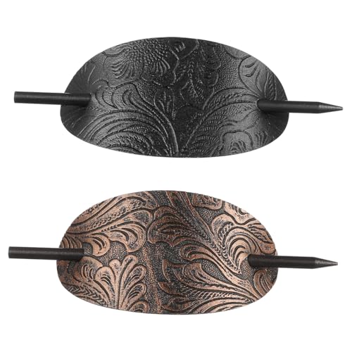 HONITANO 2 Stück Teiliges Haarnadel aus Leder und Holz Stilvoller Haarschmuck Accessoires für Damen Glatte Kanten zum Schonenden Befestigen von Dutts Stilvolle Vintage Haarstäbe für Alltag von HONITANO
