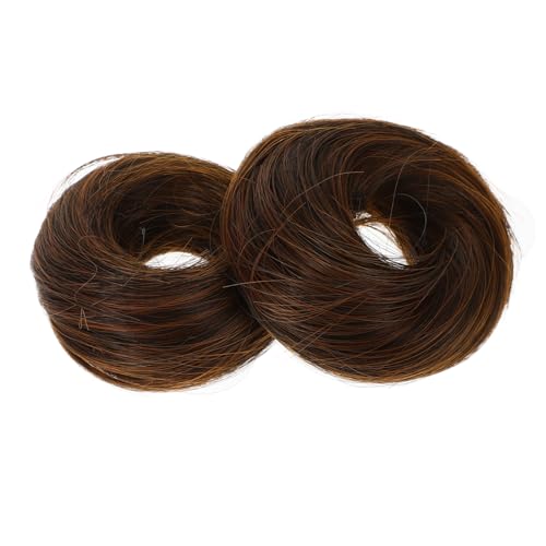 HONITANO 2 Stück Teiliges Haarteil Haargummi Verstellbare Dutt halter in Hellbraun Natürlicher Look Hautfreundlich Einfach Anzuwenden für Damen und Mädchen für Schnelles Styling und Feste von HONITANO