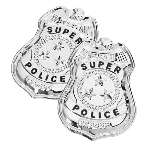 HONITANO 2 Stück Teiliges Halloween Cosplay Kleine Realistische Polizeimarke Silberne Broschen Leichtes und Langlebiges Kostümzubehör für Damen und Herren Party Requisite von HONITANO