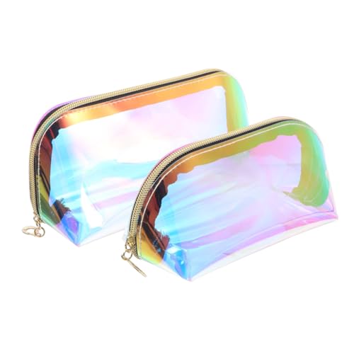 HONITANO 2 Stück Teiliges Kosmetiktaschen Holographisch Transparent Wasserfest Leicht Tragbar mit Fächern als Make Up Organizer und Reise Toilettenbeutel für Damen und Frauen HONITANO 2 Stück Teiliges Kosmetiktaschen Holographisch Transparent Wasserfest Leicht Tragbar mit Fächern als Make Up Organizer und Reise Toilettenbeutel für Damen und Frauen von HONITANO
