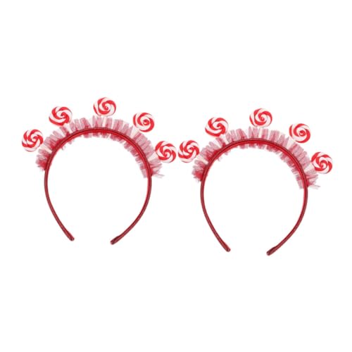 HONITANO 2 Stück Teiliges Lollipop Haarreif Kopfschmuck Süßigkeiten Design Roter Party Haarschmuck für Mädchen Karneval und Festtagsmode von HONITANO