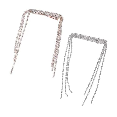 HONITANO 2 Stück Teiliges Strass Haarspangen mit Quasten Rutschfeste Braut Haarschmuck für Damen für Boho Hochzeiten Gartenpartys und Festliche Anlässe Gold und Silber Stück von HONITANO