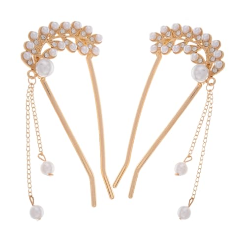 HONITANO 2 Stück Teiliges U Förmige Haarnadeln mit Perlen Vintage Haargabel French Twist Hair Fork für Stilvolle Hochsteckfrisuren Vielseitig für Dutt Chignon Geeignet für Damen und von HONITANO