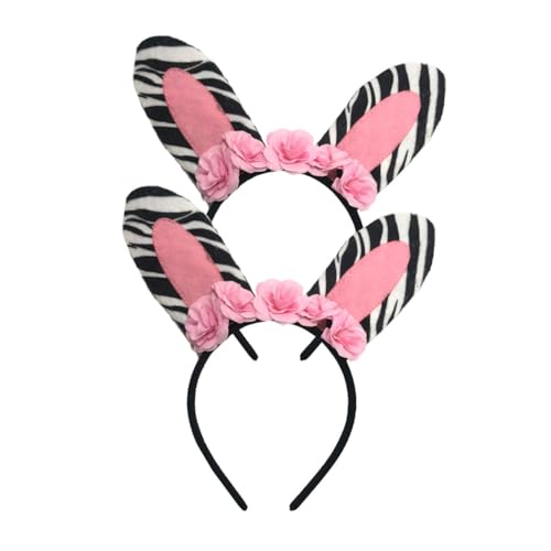 HONITANO 2 Stück Teiliges Zebra Ohren Haarreif Elastisch Kreative Kopfbedeckung für Partys und Kostümfeste Langlebiges Material Passend für Kopfgrößen Modisches Party Accessoire von HONITANO