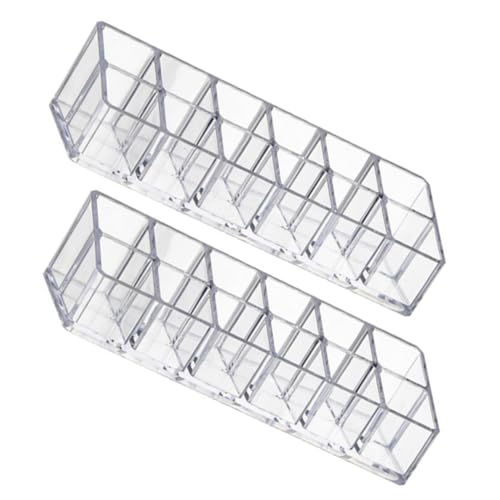 HONITANO 2 Stück Transparenter Lippenstifthalter aus Robustem Kunststoff Doppelstöckiger Organizer mit Fächern Platzsparende Aufbewahrungsbox für Lipgloss und Kosmetik für Schminktisch und von HONITANO