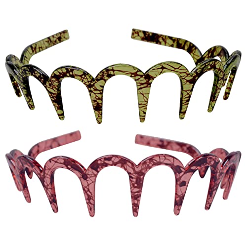 HONITANO 2 Stück U Förmige Haarschmuck Haargummis aus Harz für Damen Rutschfeste Haarreifen mit Zähnen für Make Up Sport und Freizeitaktivitäten von HONITANO