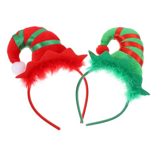 HONITANO 2 Stück Weihnachtliche Haarreifen Teilig mit Glöckchen und Elfenhut Design Langlebiges Festival Kostümzubehör für Karneval Weihnachtsfeier und Fasching Farbenfrohes Party Headwear von HONITANO