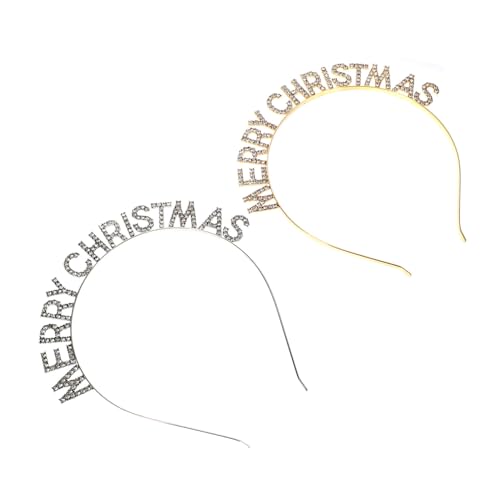 HONITANO 2 Stücke Teiliges Merry Christmas Haarreif mit Funkelnden Buchstaben aus Strass Dekorative Haarbänder für Weihnachten und Neujahrsfeiern Komfortabel und Rutschfest Geschenkidee für von HONITANO