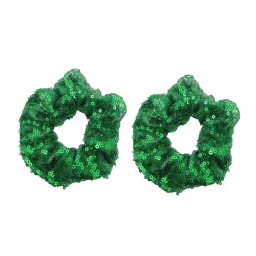 HONITANO 2 Stücke Weihnachts Haargummi mit Pailletten Farbige Fluoreszierende Haarschleifen Elastische Weiche Haarbänder für Damen Festlicher Haarschmuck für Party und Alltag von HONITANO