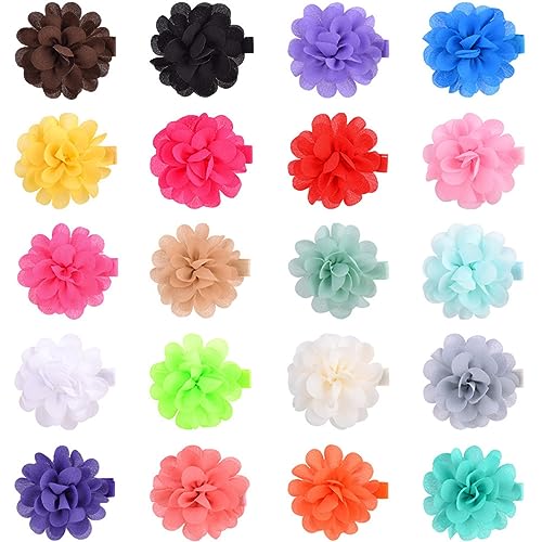 HONITANO 20 Stück Kleines Blumen Haarspangen für Mädchen Farbenfrohe Stoff Haarclips für Täglichen Gebrauch Hautfreundlich und Bequem für Haaraccessoires von HONITANO