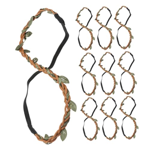 HONITANO 20 Stück Teiliges DIY Stirnband mit Geflochtenen Kunstblättern Natürlicher Look Leichtes Haarschmuck Zubehör für Party Hochzeit und Karneval Boho Haarkranz Material von HONITANO