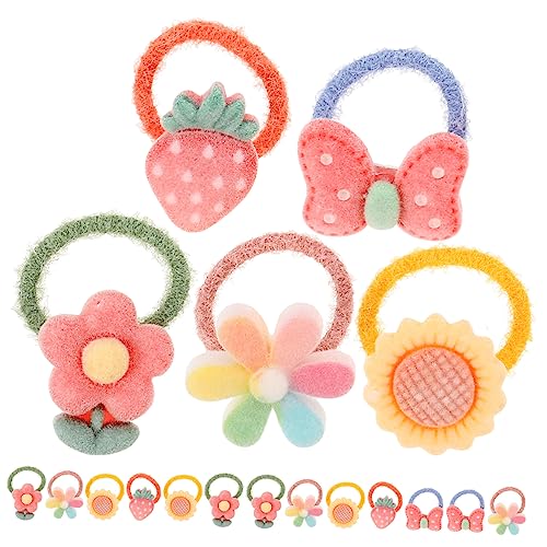 HONITANO 20 Stück Teiliges Elastische Haargummis mit Niedlichen Cartoon Blumenmotiv Weiche und Strapazierfähige Ponytail Bänder Schonend und Elastisch für Mädchen und Kleinkinder von HONITANO