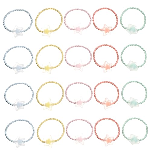 HONITANO 20 Stück Teiliges Elastisches Haargummi Transparente Halbmattierte Haarring Bänder mit Niedlichen Cartoon Sternen Dehnbar Bequem Langlebig Modisch für Damen und Mädchen für Alltag von HONITANO